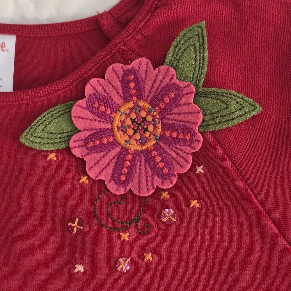 Vintage Gymboree Long Sleeved Top Size 6 Red Floral Layered T-Shirt 2007 NWT